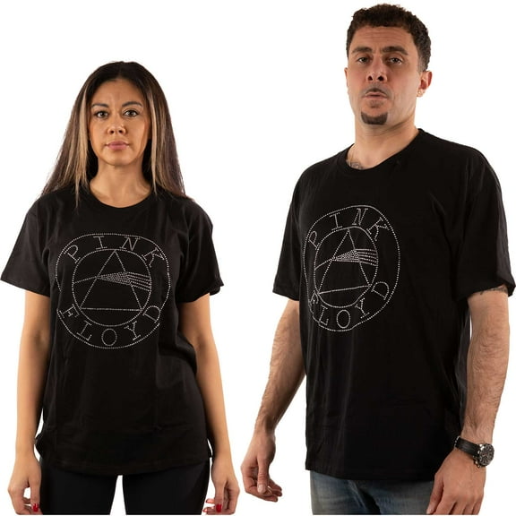 Men's Pink Floyd Circle Logo (Diamante) Slim Fit T-shirt Small Black