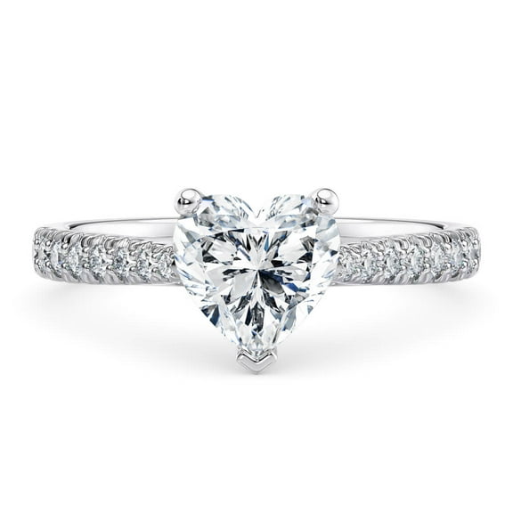 SparklingSplendor 1.5 Ct Heart Cut Moissanite Diamond Engagement Ring with 1.5mm Side Stones – 925 Sterling Silver for Women