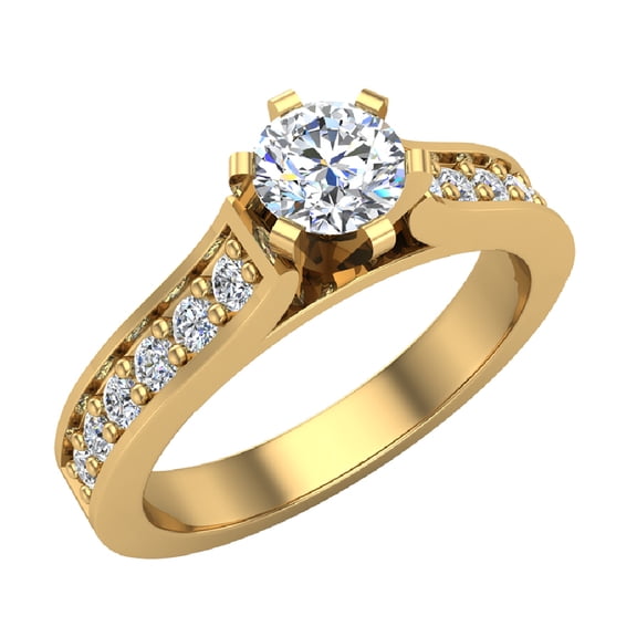 3/4 CT TW Round Brilliant Accented Diamond Engagement Ring 14K Gold ( G , SI )