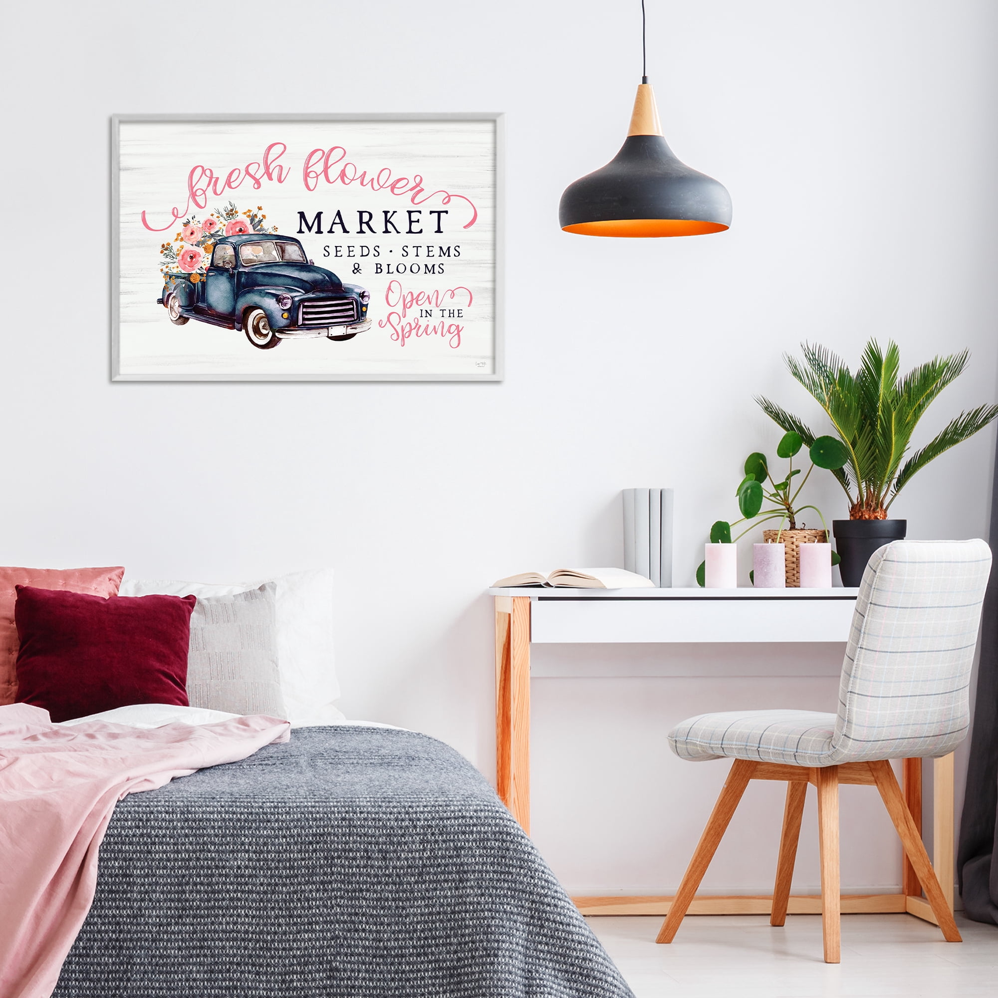 Stupell Industries Antique Spring Market White Framed Giclee Art, design by Lux + Me Designs