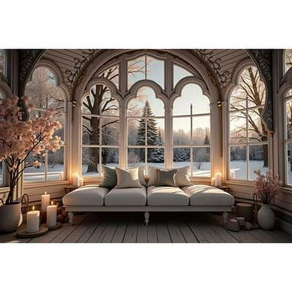 Christmas Arch Window Photography Background Snow Globe Wall Winter Backdrop Pine Tree Forest Studio Photo Photocall