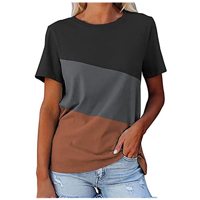Pompotops Mode T-shirt Décontracté à Manches Courtes et Col Rond pour Femmes