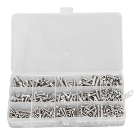 

2024 500Pcs Hex Round Screws Nuts 304 Stainless Steel Assortment Set Boxed Kit M3 M4 M5