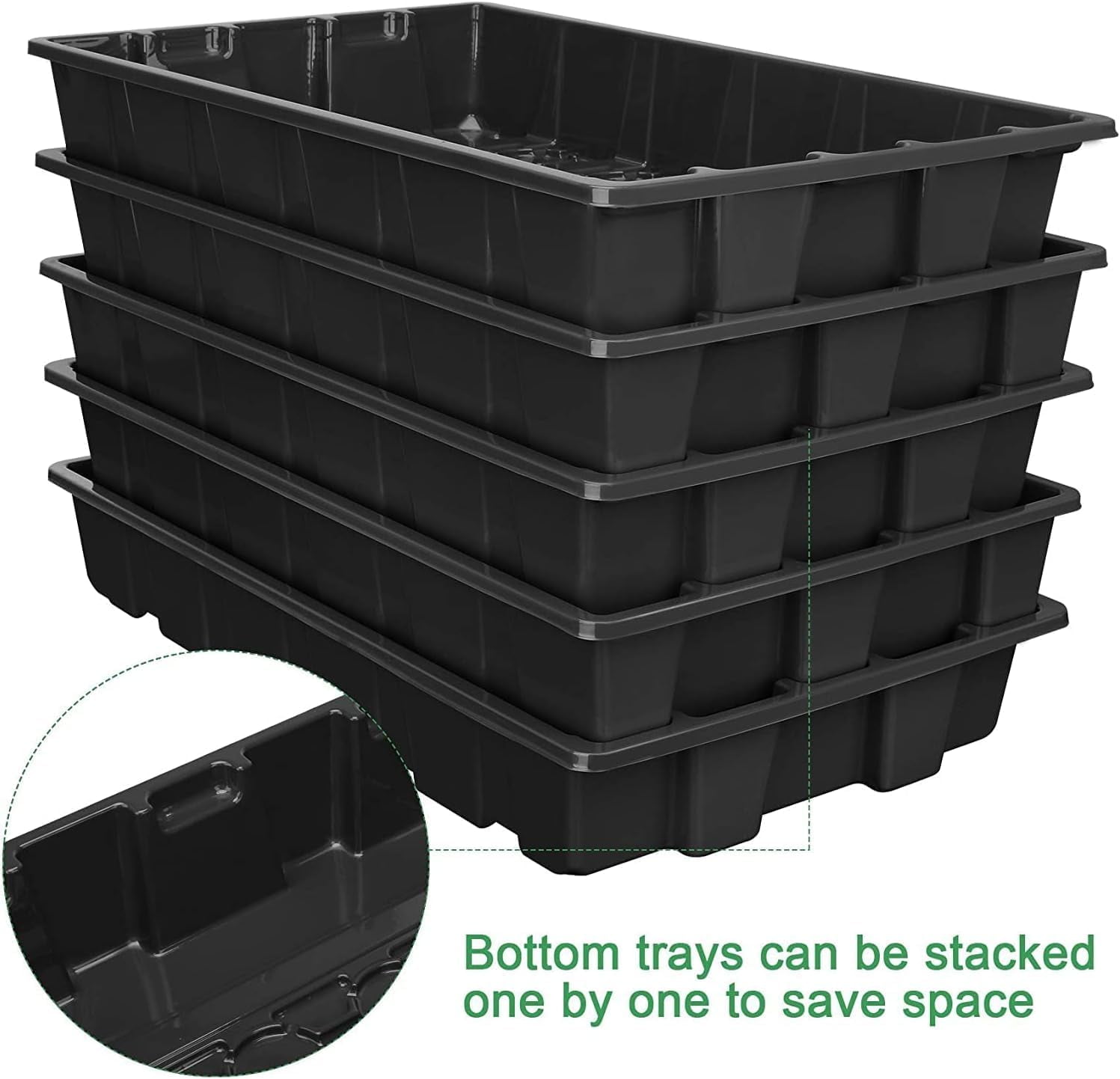 Seedling Trays Seed Starter Tray, 5-Pack Mini Propagator Plant Grow Kit Greenhouse with Humidity Vented Domes and Base for Seeds' Starting (40 Cells Per Tray, Total 200 Cells), Black