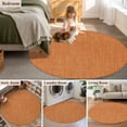 thumbnail image 6 of Burnt Orange Round Rugs 4ft, Farmhouse Burlap Solid Orange Color Modern Linen Texture Non Slip Washable Rug Runner, Low Pile Indoor Floor Carpet Mat Bathroom Rugs for Living Room, Bedroom, Kids Room, 6 of 9