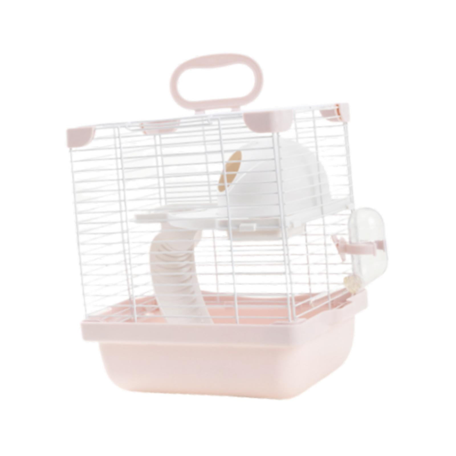 Bothyi 2 Layers Hamster Habitats Cage Detachable Bottom Tray Versatile 7.4x9x11inch Pink
