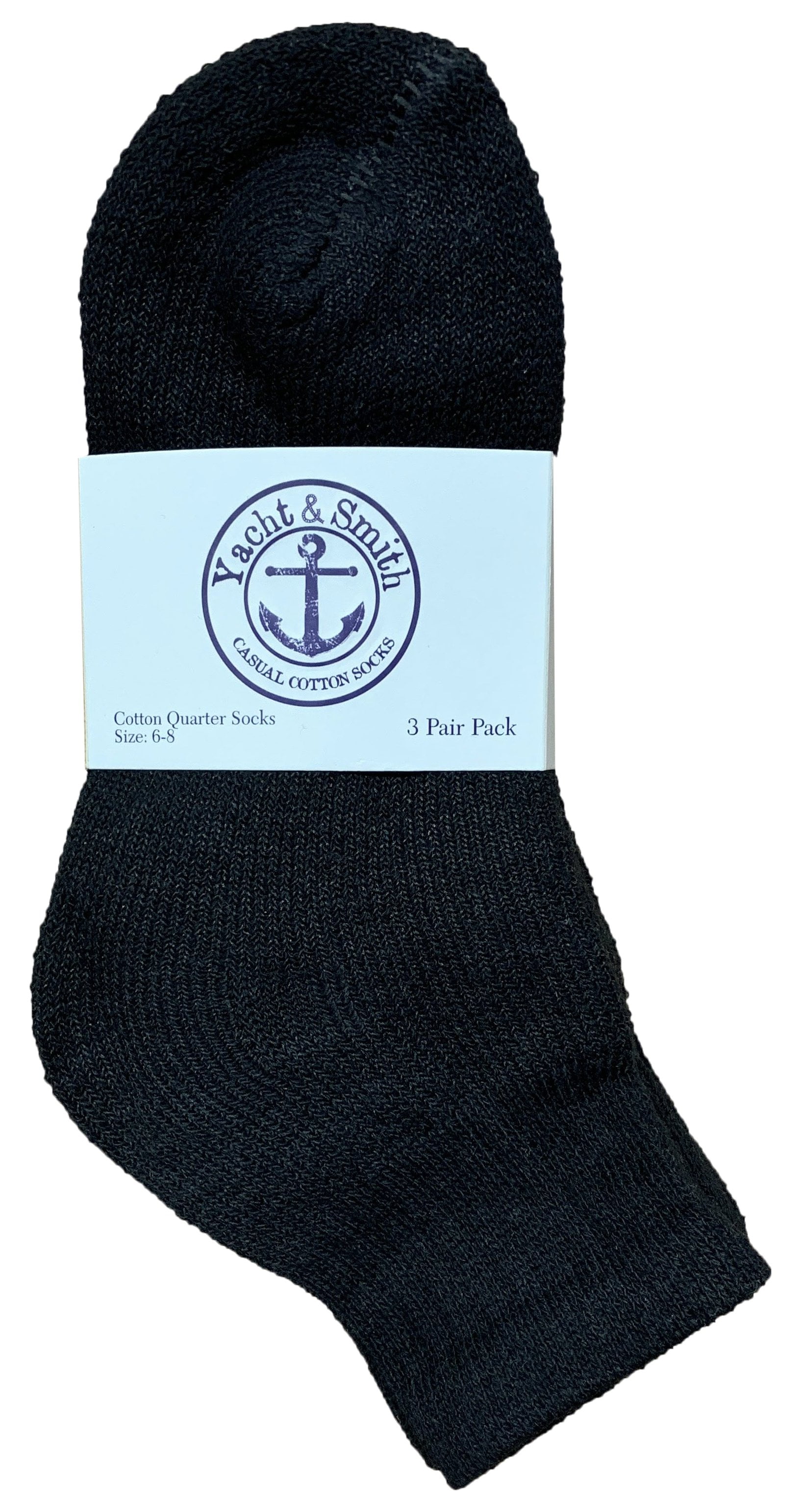 Yacht & Smith Wholeasle Kids Mid Ankle Socks, Cotton Bulk Sport Ankle Socks - 4-6 - Black - 120 Packs