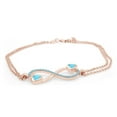 thumbnail image 3 of AFFY Heart & Round Shape Simulated Aquamarine Infinity Heart Chain Bracelets In 14k Rose Gold Over Sterling Silver -8.5", 3 of 7
