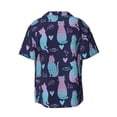 thumbnail image 2 of Xecao offers the Silhouette Cats for Men's Casual Short-sleeved Shirt, a button-up collared shirt with a pocket, perfect for beach vacations and yacht travel in the 4X-Large size., 2 of 7