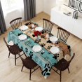 thumbnail image 6 of Light Blue Dog Paws Table Cloth Waterproof Tablecloths, Farmhouse Vintage Modern Blue Brown Wood Tablecloth Dining Table Cover for Kitchen Party Tabletop Outdoor, Rectangle Tablecloth 54x108 Inch, 6 of 9