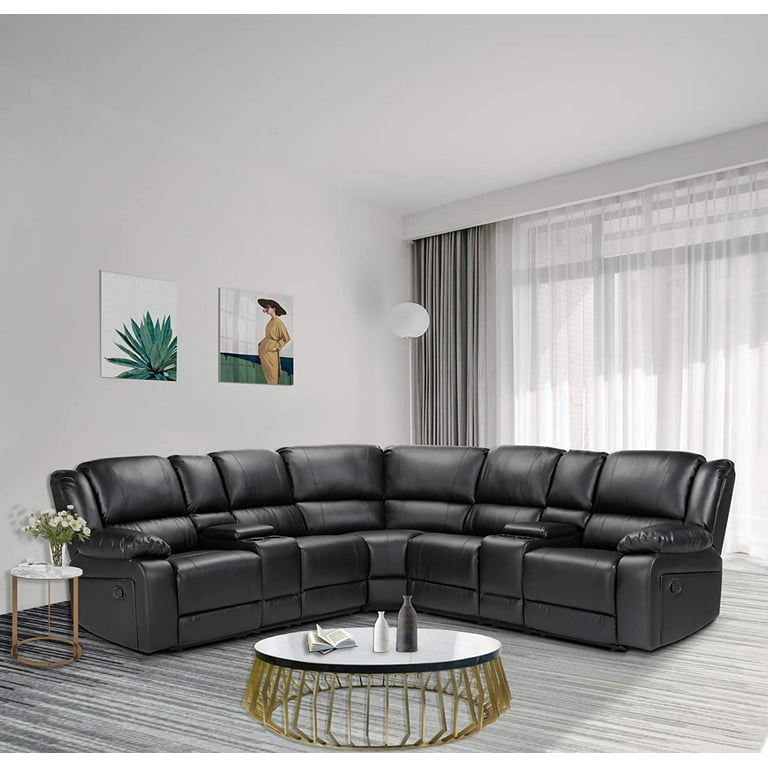 Black Leather Sectional Sofa With Recliner Matttroy