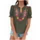 thumbnail image 1 of Vestidos Casuales Para Mujer, Blusas De Mujer De Moda Suéter de manga corta con cuello en V y bordado de lino sintético para mujer, top de moda, 1 of 4
