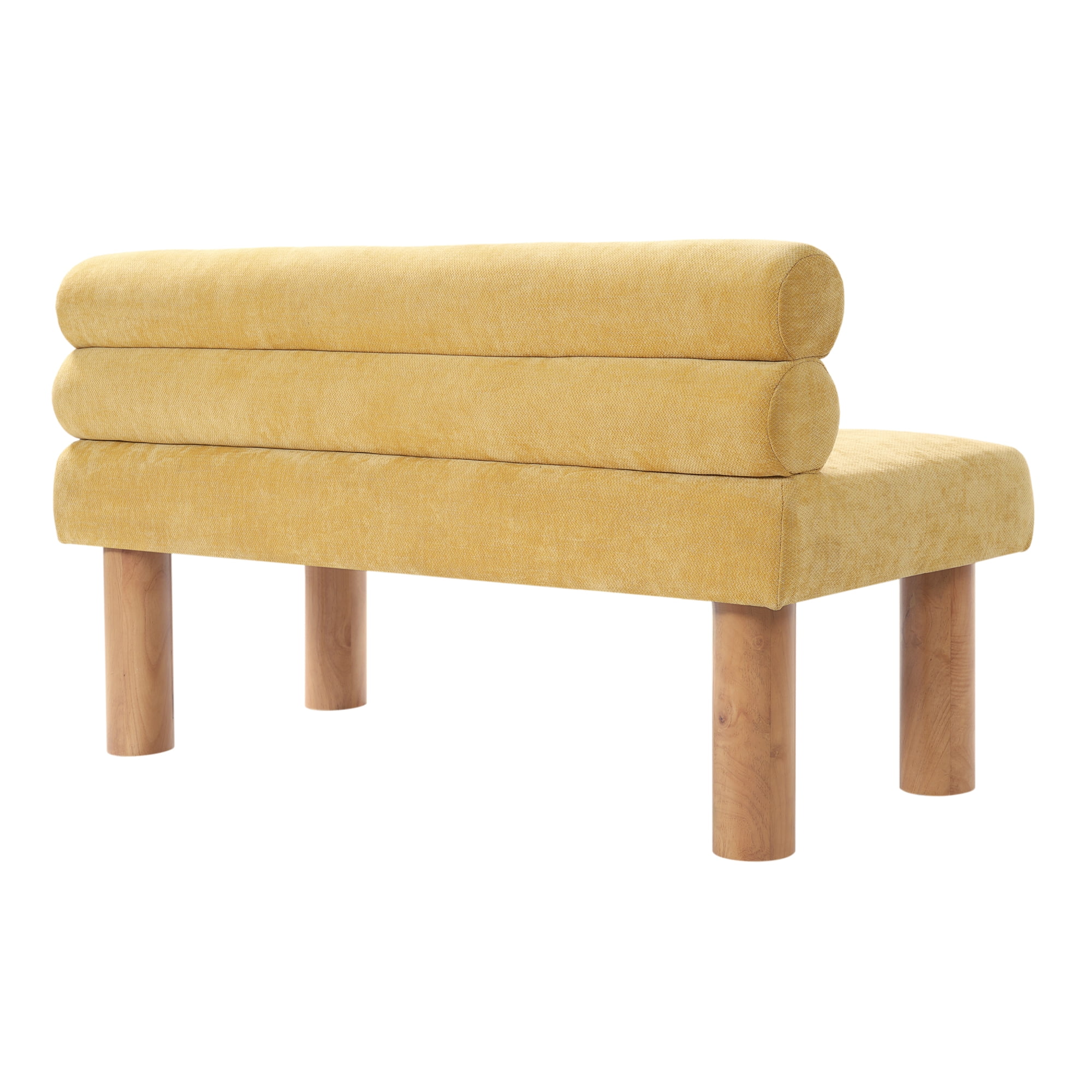 Leumius Upholstered Dining Bench, Entryway Bench, Ottoman for Dining Room, Bedroom, Living Room, Rubber Wood Leg 300 LBS Support, Yellow