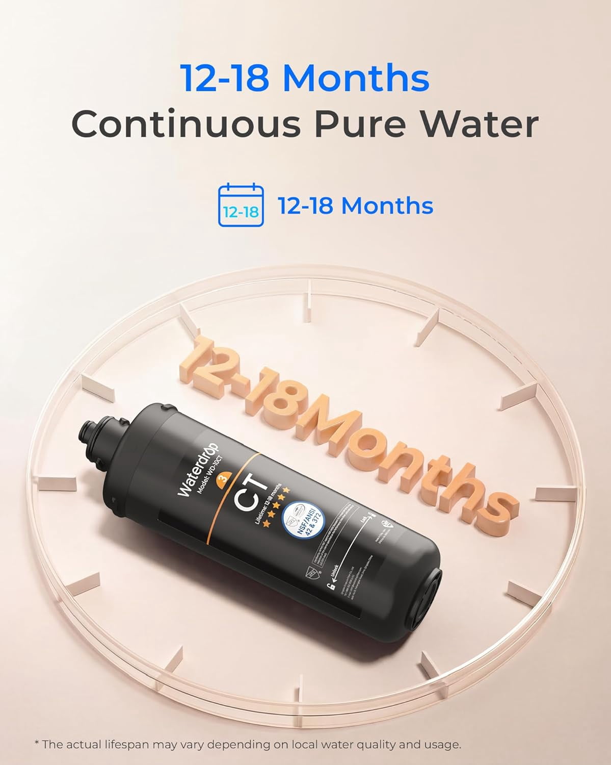 Waterdrop WD-10CT Under Sink Water Filter, Replacement TSA & TSB 3-Stage Under Sink Water Filter System