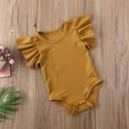 thumbnail image 6 of Franhais Baby Summer Rompers, Solid-Color Ribbed O-Neck Ruffle Sleeves Closefitting Jumpsuit, 6 of 7