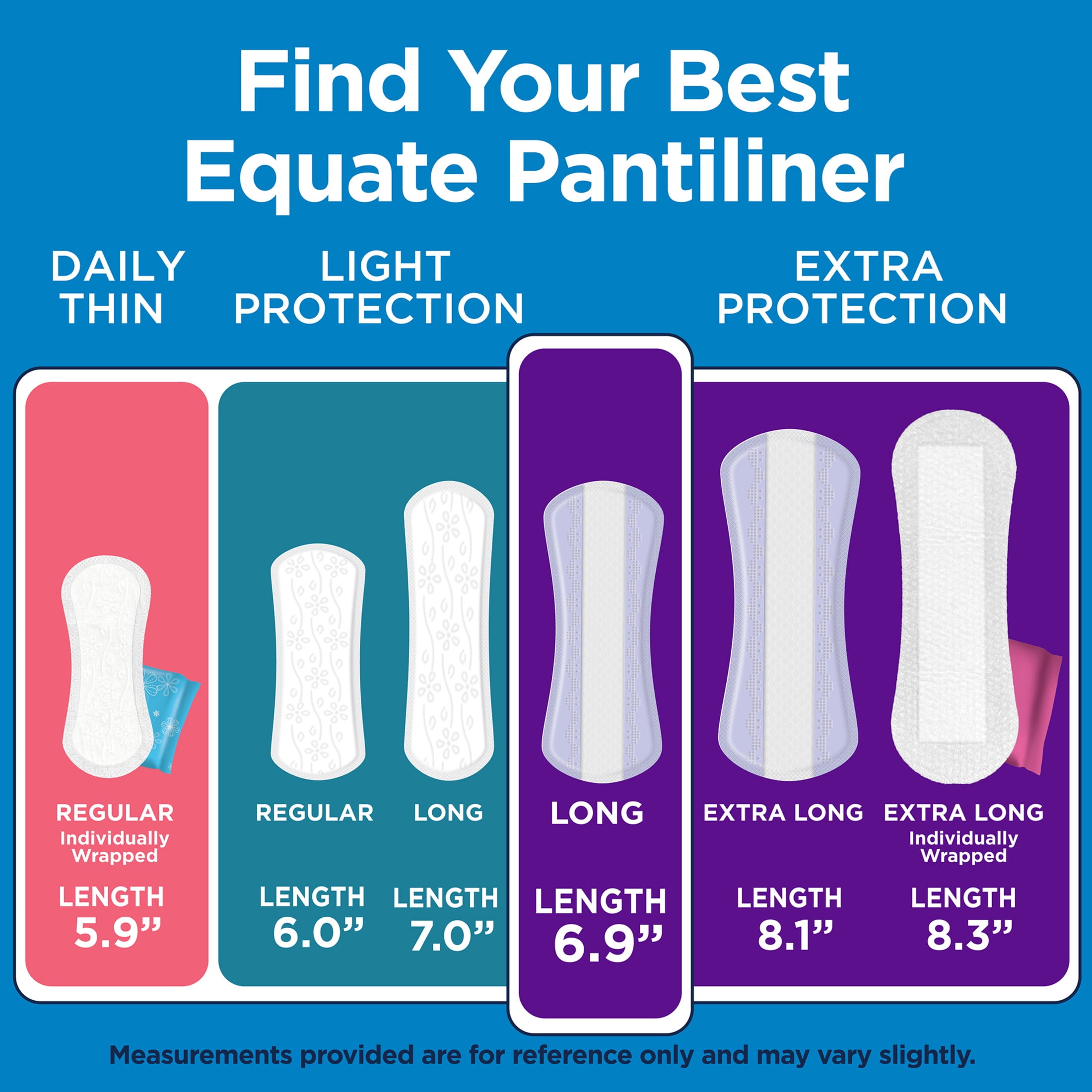 Equate Extra Protection Everyday Panty Liners, Long Length, Unscented, Compare to Always® (216 Total Count - 2 packs of 108 count each)