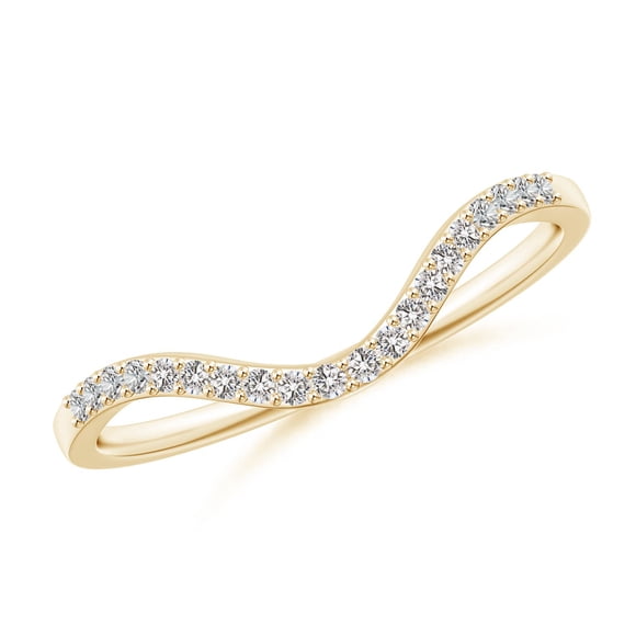 Angara Bague en Diamant Naturel - Alliance en Or Jaune 14K pour Femme à Griffes, Ajustement Confortable Ondulé (Taille de Bague = 7,5)