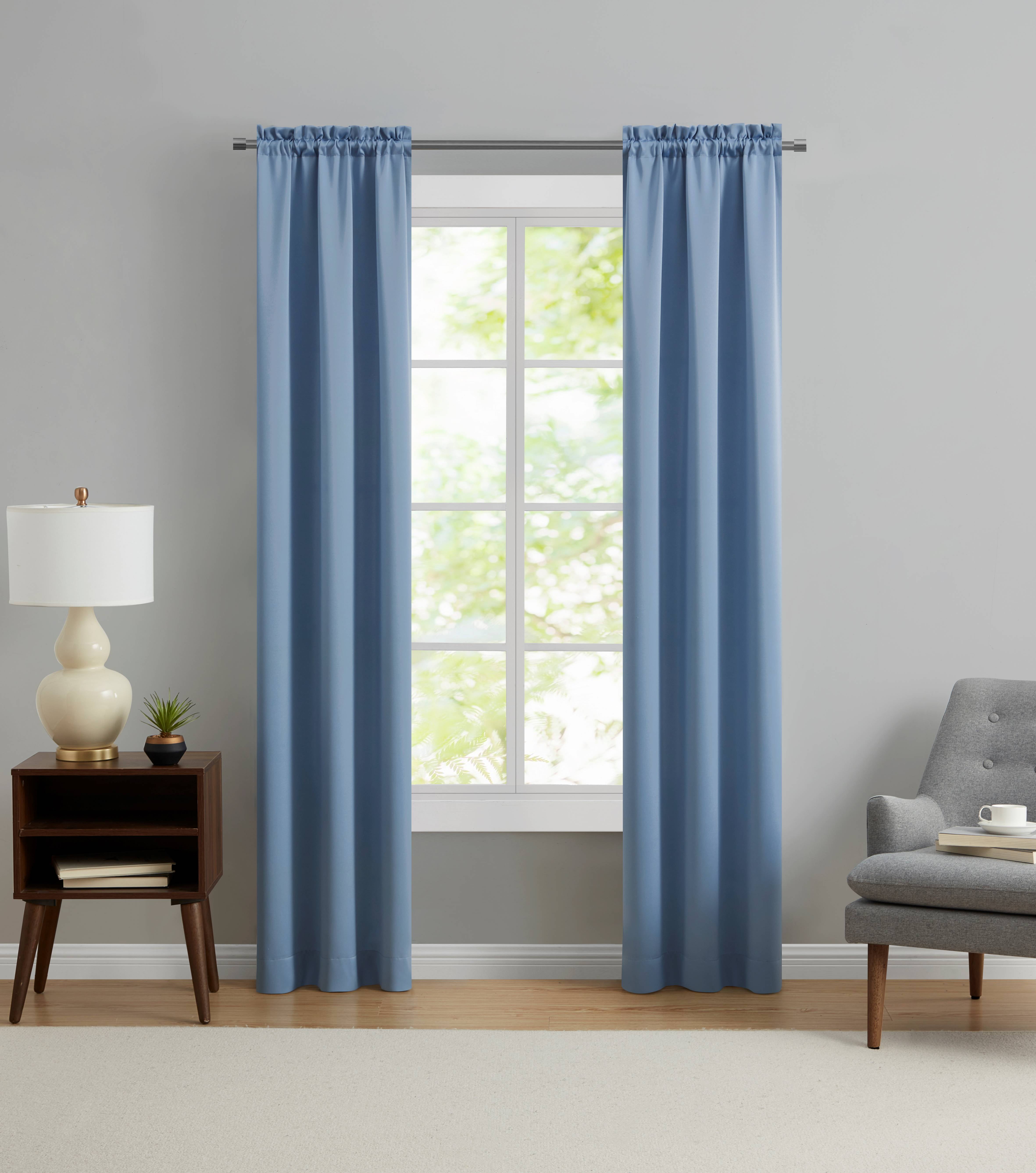 (2 pack) Mainstays Blackout Curtain Panel Pair, Set of 2, Blue Quartz, 30"W x 84"L