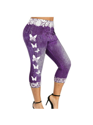 Shop Generic Plus Size Capri Pants Hollow Out Slim Sporty Women High Waist  Tight Pants Leggings Women High Waist Sports Pants for Yoga(#Purple) Online