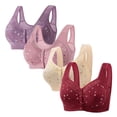 thumbnail image 1 of LOVZFMLL Bras for Women 4pc Woman's Comfortable Lace Breathable Bra Underwear No Rims Purple M, 1 of 3