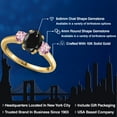 thumbnail image 2 of Gem Stone King 10K Yellow Gold Black Sapphire and Pink Lab Grown Diamond Engagement Ring for Women | 2.16 Cttw | Oval 8X6MM | Gemstone September Birthstone | Size 6, 2 of 6