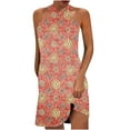 thumbnail image 2 of Pitauce Summer Dresses for Women Criss Cross Neck Printed Sleeveless Mini Dress Casual Slim Fit A-Line Wedding Guest Dresses, 2 of 5