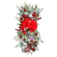 thumbnail image 5 of Christmas Swags for Front Door 11.7 Inch, Prelit Artificial Winter Garland with Bow, Balls, and Pinecones for Stair Railing, Wall, Window, Fireplace Xmas Decorations, 5 of 7