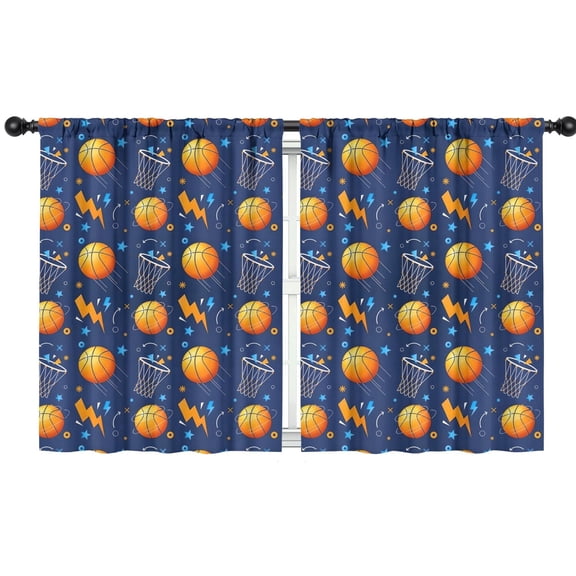 Blackout Kids Curtains,Basketball Theme Pattern Childrens Insulated Curtains Set Of 2,Bedroom Essentials,Toddler Room Decor 42"x54"