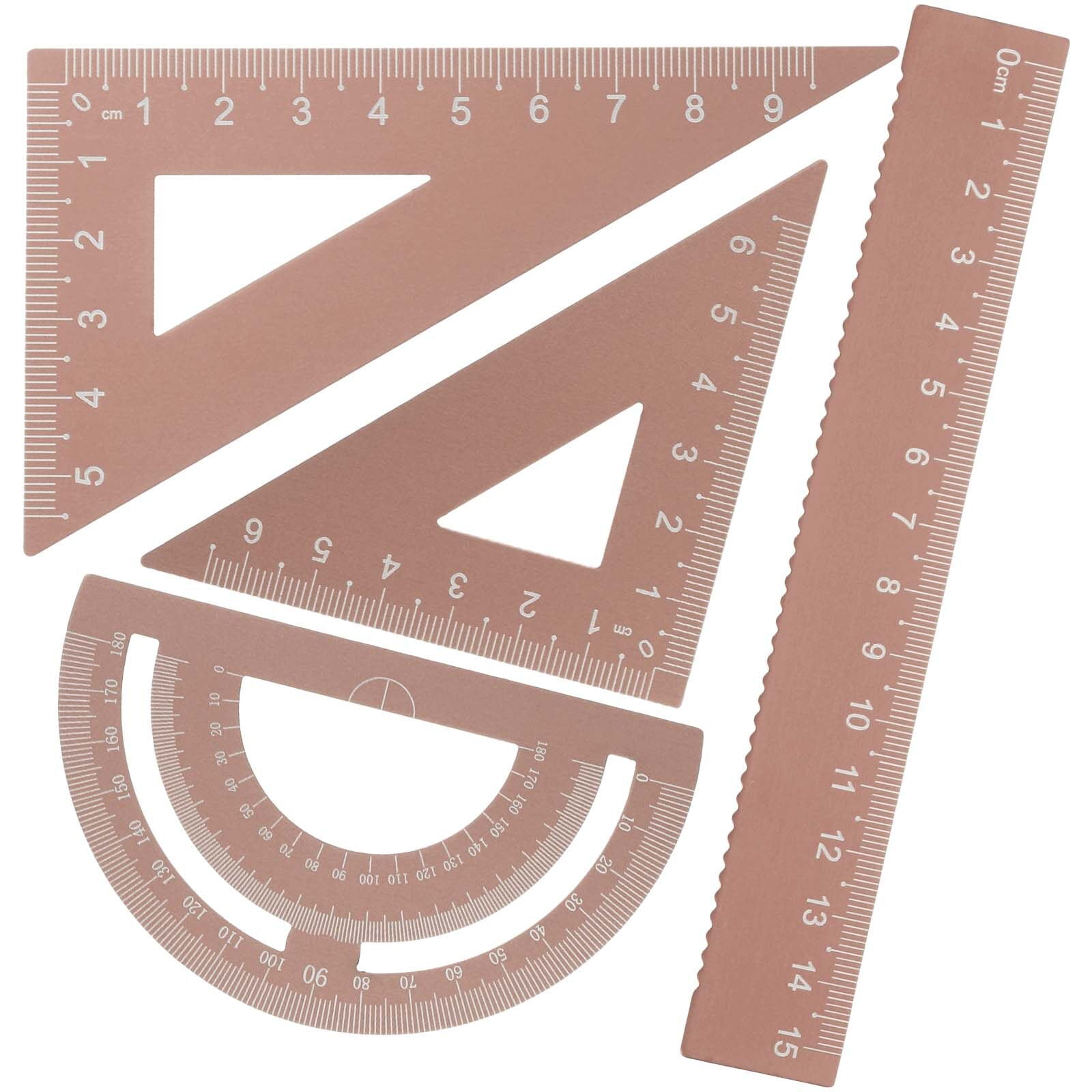 4Pcs Aluminum Alloy Ruler Math Geometry Tool Office Scale Ruler ...