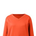 thumbnail image 2 of Vmvidoty Women's Plus Size V-Neck Drop Shoulder Sweatshirt Casual Loose Fit Long Sleeve Pullover with Pockets(Orange, 2XL), 2 of 7