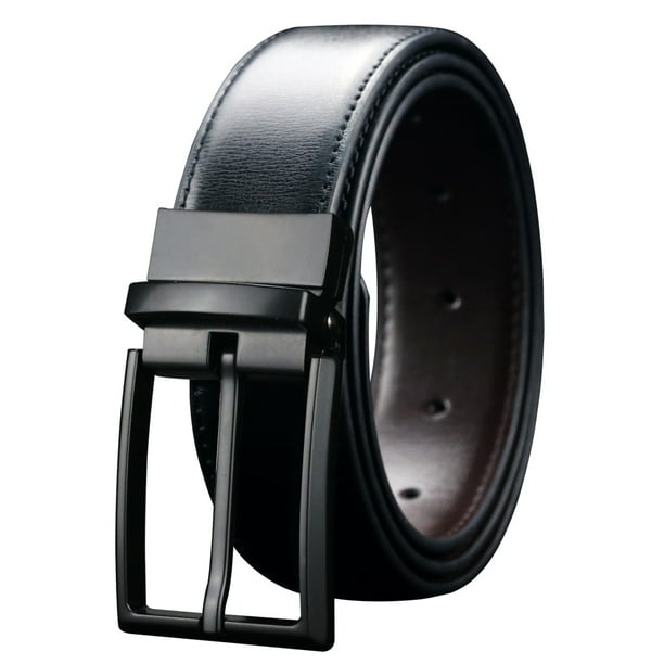 Reversible Mens Belt Black and Brown, Mens Dress Casual Belt, Thick