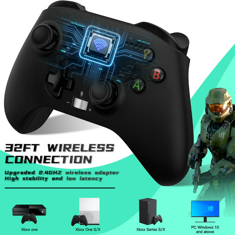 Xbox Controller Wireless for Xbox One, Xbox One S/X, Xbox Series X/S, PC  Windows, 2.4GHz Adapter Wireless Gamepad Built-in 650mAh Rechargeable  Battery, with Turbo Function and Adjustable Volume 