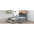 thumbnail image 6 of Newest Wood Full Size Hydraulic Platform Bed with Storage LED Headboard, Charging Station and 2 Drawers, Gray, 6 of 11