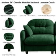 thumbnail image 4 of HUTWIFE 140" L-Shape Solid Print Chenille Modular and Deep Seat Sectional Sofas with Movable Ottoman, Green, 4 of 7