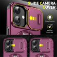 thumbnail image 6 of Case for iPhone 18 6.3-inch, Built In Slide Camera Cover & Rotatable Kickstand Sliding Ring Heavy Duty ShockProof Protective Case,Cherry red,For iPhone 18, 6 of 10
