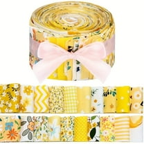 40Pcs Jelly Roll Fabric Strips for Quilting and Sewing, 2.6" x 20"  Precut Fabric for DIY Crafting, Yellow Flower Series