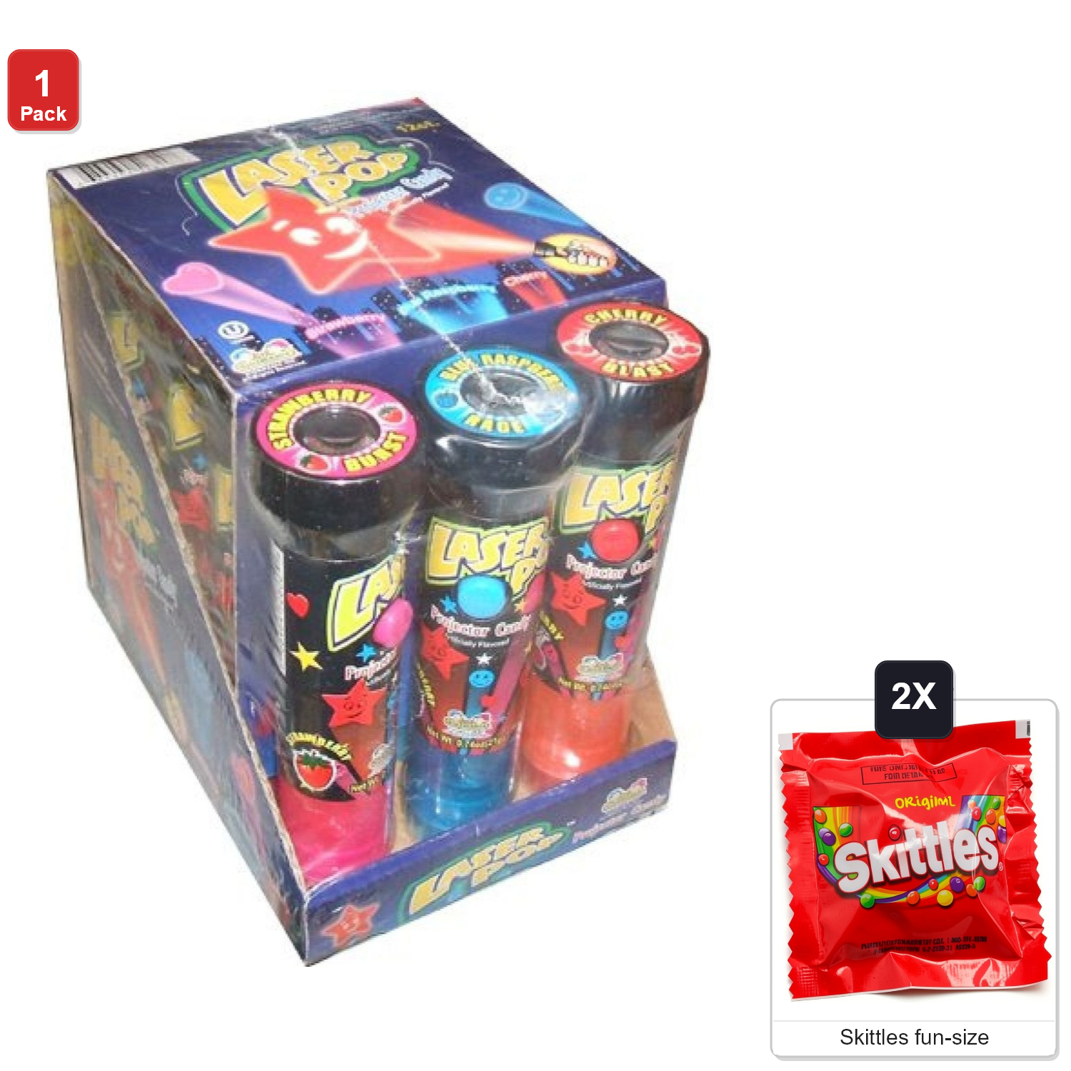 Kidsmania, Laser Pop Lollipop Projector Candy, Rainbow, 12 Pack