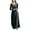 Black, variant on Sngxgn Women's Deep V Neck Short Sleeve Long Dresses Pleated High Waist Slit Maxi Dress(Green,XXXL)