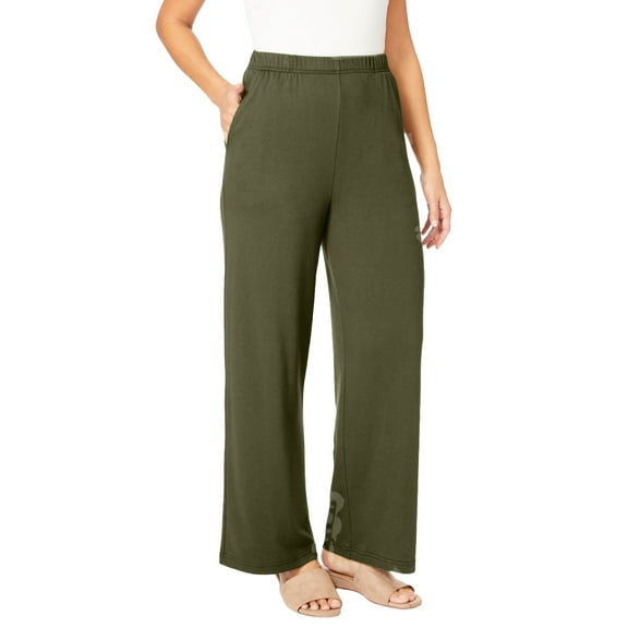 Jessica London Women's Plus Size Soft Ease Wide Leg Pant
