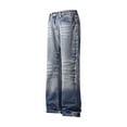 thumbnail image 5 of Juslio Mens Denim Straight Jeans High Waist Pocket Casual Blue Jeans, 5 of 9