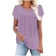 thumbnail image 4 of JSheng Womens Casual T-Shirt Plus Size New Short-sleeved V-neck Pullover Casual Solid Color Loose T-shirt Multicolor XXL, 4 of 5