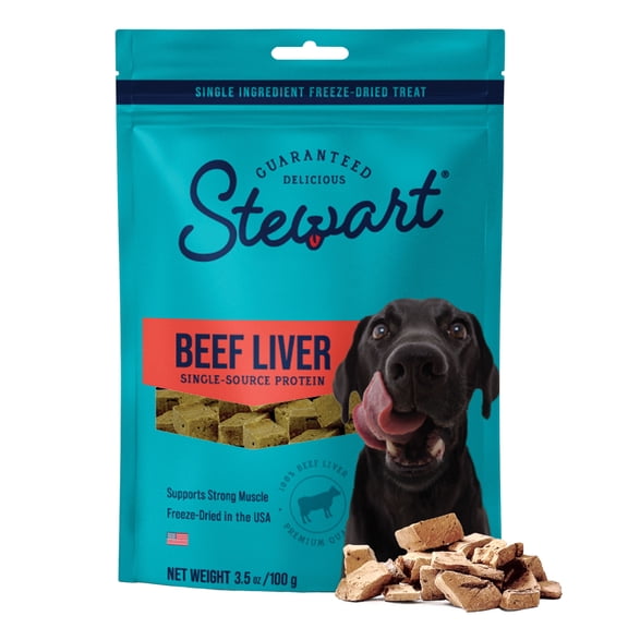 Stewart Freeze Dried Raw Beef Liver Training Treats or Meal Topper for Dogs, 3.5 oz Pouch