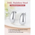 thumbnail image 6 of FOCALOOK Silver Teardrop Earrings for Women Chunky Large Hoop Earrings Dupes Lightweight Hypoallergenic Waterdrop Earrings, 6 of 8