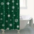 thumbnail image 4 of Green Christmas Snowflake Pattern Shower Curtain 36"x72" ,Bathroom Decorative Shower Curtains Set with 12 Hooks,Modern Waterproof Washable Shower Curtain, 4 of 6
