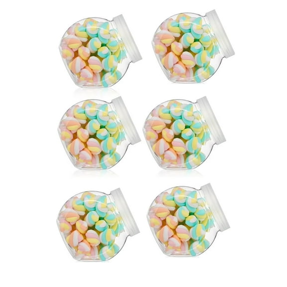 Tutuviw Plastic Candy Jar with Lid 6 Pack 7.7oz Clear Cookie Snack Jar Bucket Canister Container Food Grade Shatter-Proof Candy Jars, for Countertop Display,Kitchen Storage Containers Set