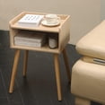 thumbnail image 2 of Nightstand, Mid Century Modern Side Table Bedroom with Storage, Small End Bedside Table with Solid Wood Legs for Living Room, Office Small Spaces (Natural), 2 of 8