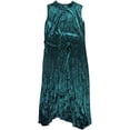 thumbnail image 1 of Tahari Womens Pleated Velvet Midi Dress, medgreen, 16, 1 of 2