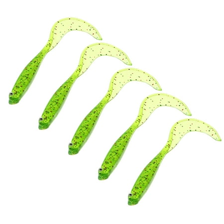 12cm 6.5g 5pcs Fishing Lures Soft Plastic Curly Tail 3D Eyes Soft Bait Swimbait for Freshwater and