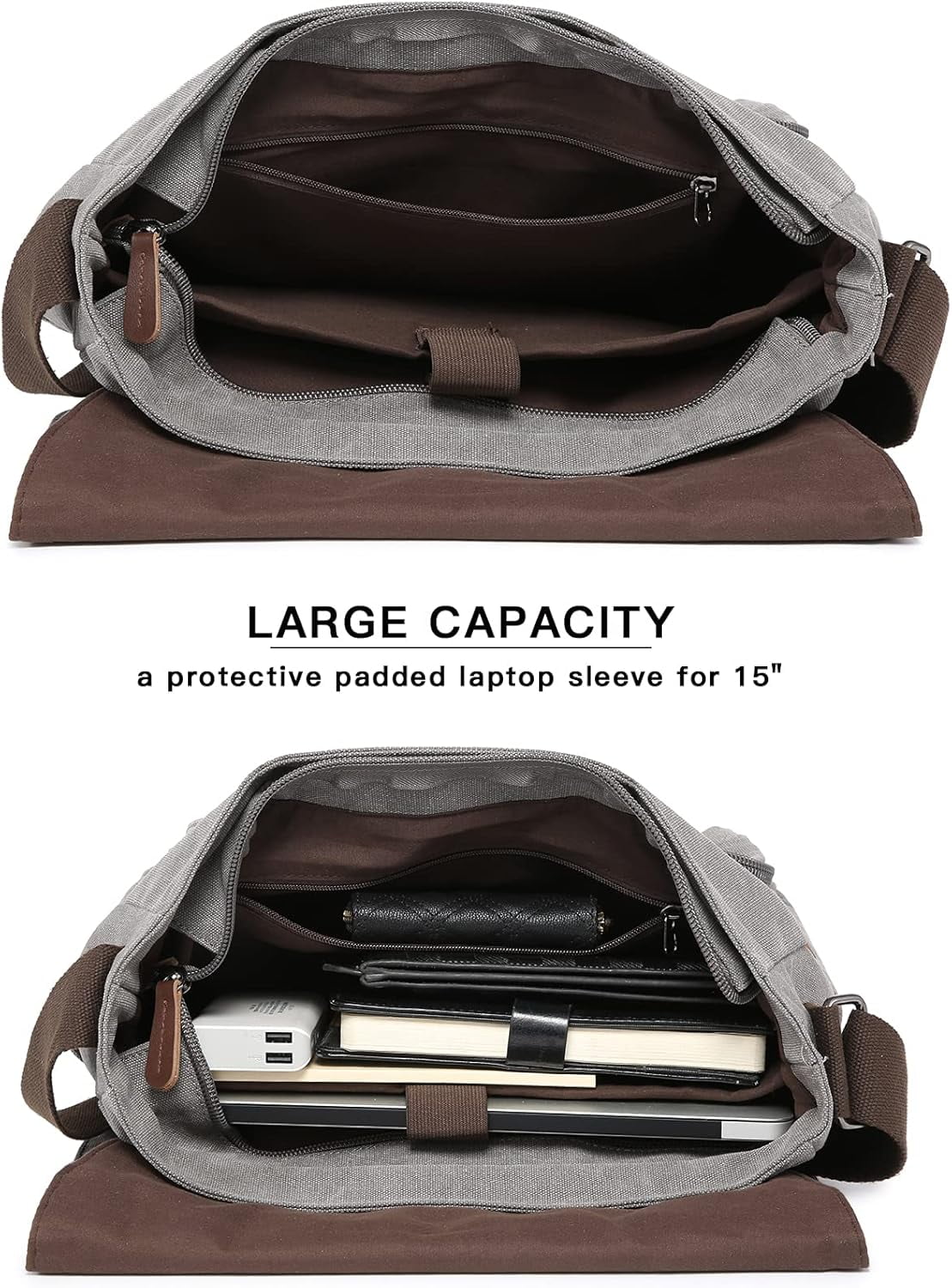 NANAHuang Large Vintage Canvas Messenger Shoulder Bag Travel Crossbody Purse Briefcase Business Bag for 15inch Laptop