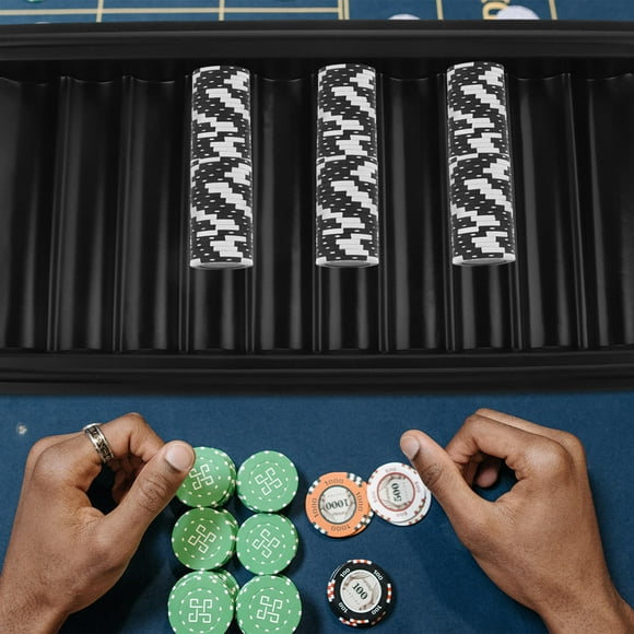 GOOHOCHY Black Acrylic Poker Chip Tray with Transparent Design for Management and Compact Storage 8.5 x 6.2 inches
